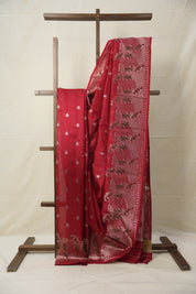 Mahroon Handborder Chanderi Silk Saree -SRMHCSS442