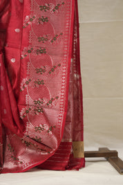 Mahroon Handborder Chanderi Silk Saree -SRMHCSS442
