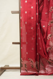 Mahroon Handborder Chanderi Silk Saree -SRMHCSS442