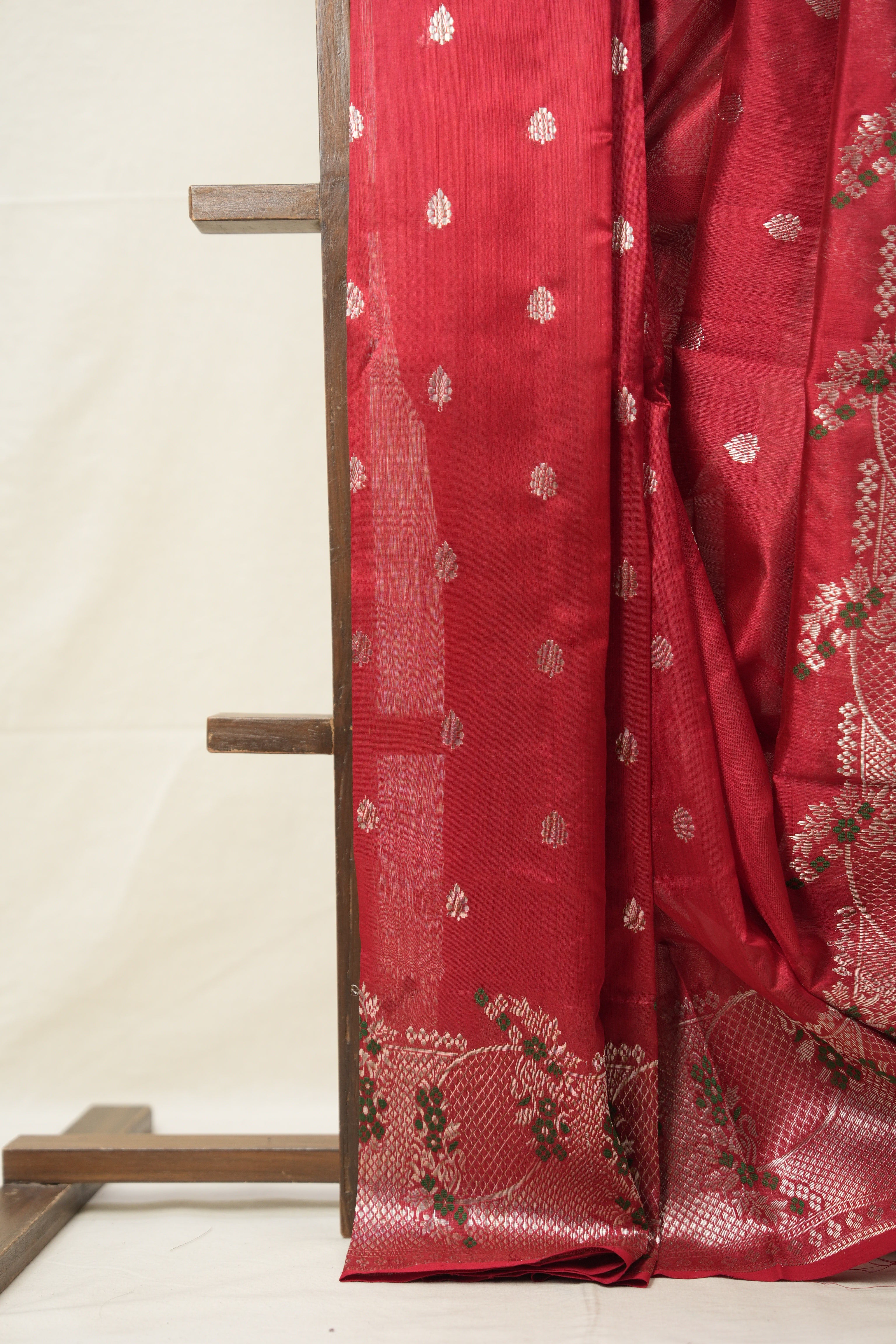 Mahroon Handborder Chanderi Silk Saree -SRMHCSS442