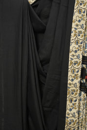 Black Cotton Patchwork Saree-SRBCPS240