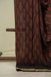 Brown HBP Cotton Silk Saree With Maheshwari Border - SRBCSS1796
