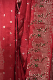 Mahroon Handborder Chanderi Silk Saree -SRMHCSS442