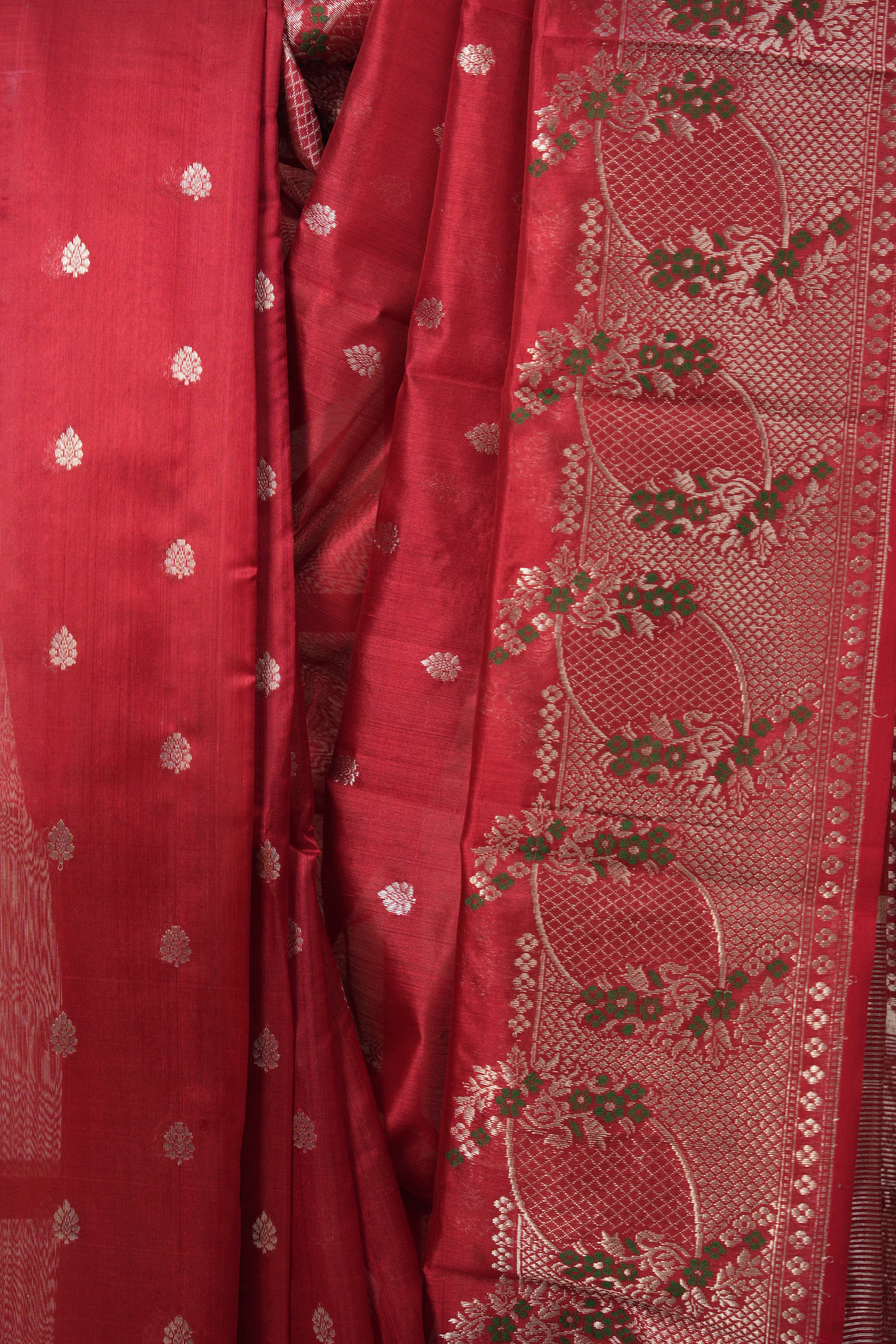 Mahroon Handborder Chanderi Silk Saree -SRMHCSS442