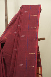 Maroon Cotton Paithani Saree - SRMCPS775