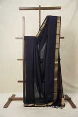 Navy Blue Maheshwari Saree - SRNBMS929