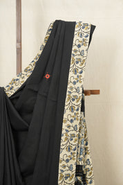 Black Cotton Patchwork Saree-SRBCPS240