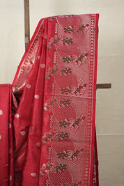 Mahroon Handborder Chanderi Silk Saree -SRMHCSS442
