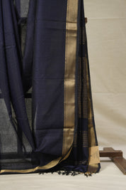 Navy Blue Maheshwari Saree - SRNBMS929
