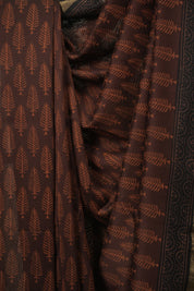 Brown HBP Cotton Silk Saree With Maheshwari Border - SRBCSS1796