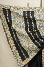 Black Cotton Patchwork Saree-SRBCPS240