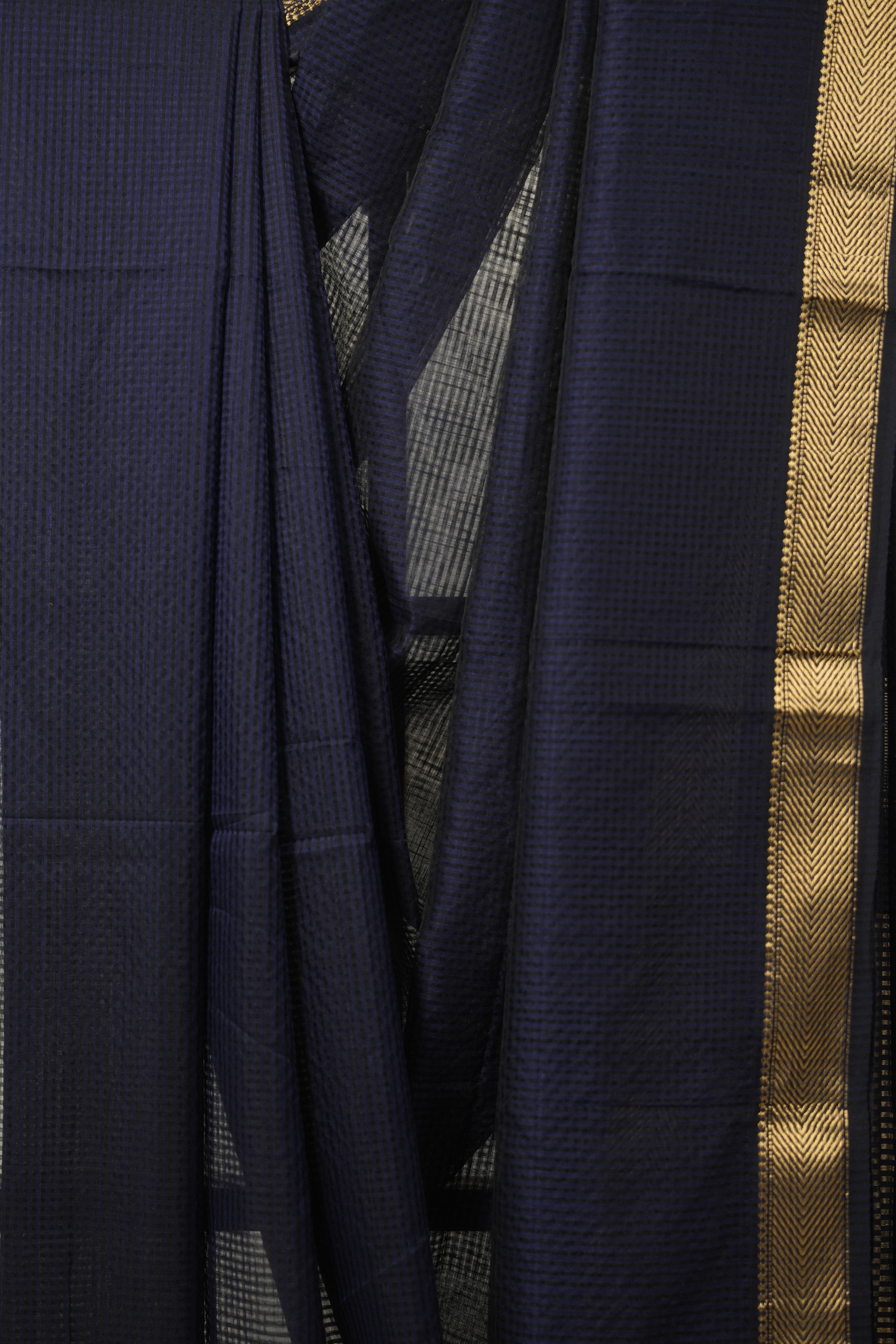 Navy Blue Maheshwari Saree - SRNBMS929