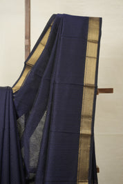Navy Blue Maheshwari Saree - SRNBMS929