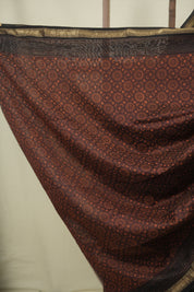 Brown HBP Cotton Silk Saree With Maheshwari Border - SRBCSS1796