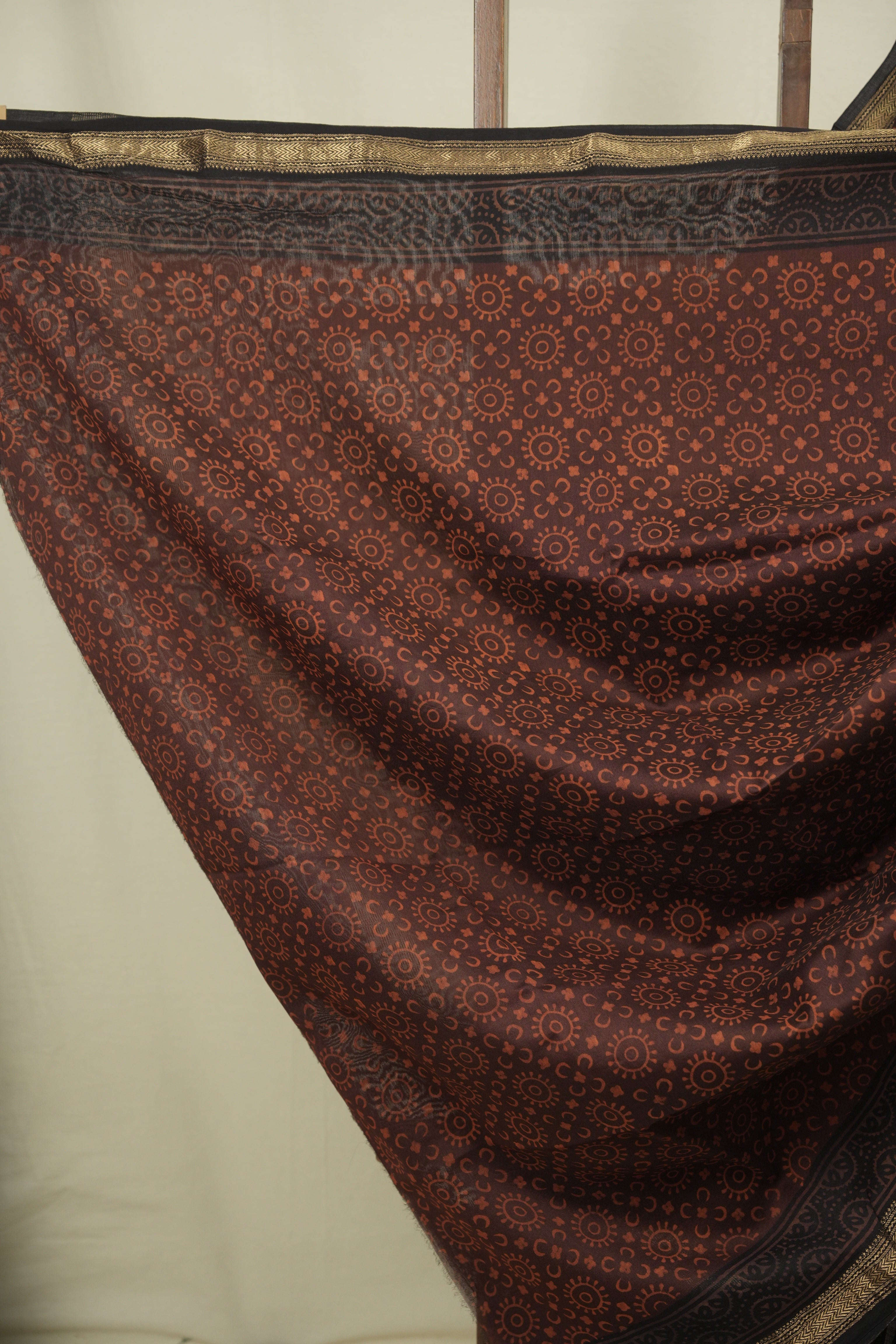 Brown HBP Cotton Silk Saree With Maheshwari Border - SRBCSS1796