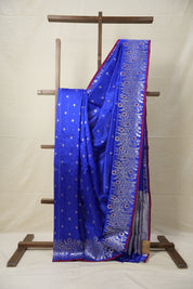 Blue Handborder Chandri Silk Saree -SRNHCSS441