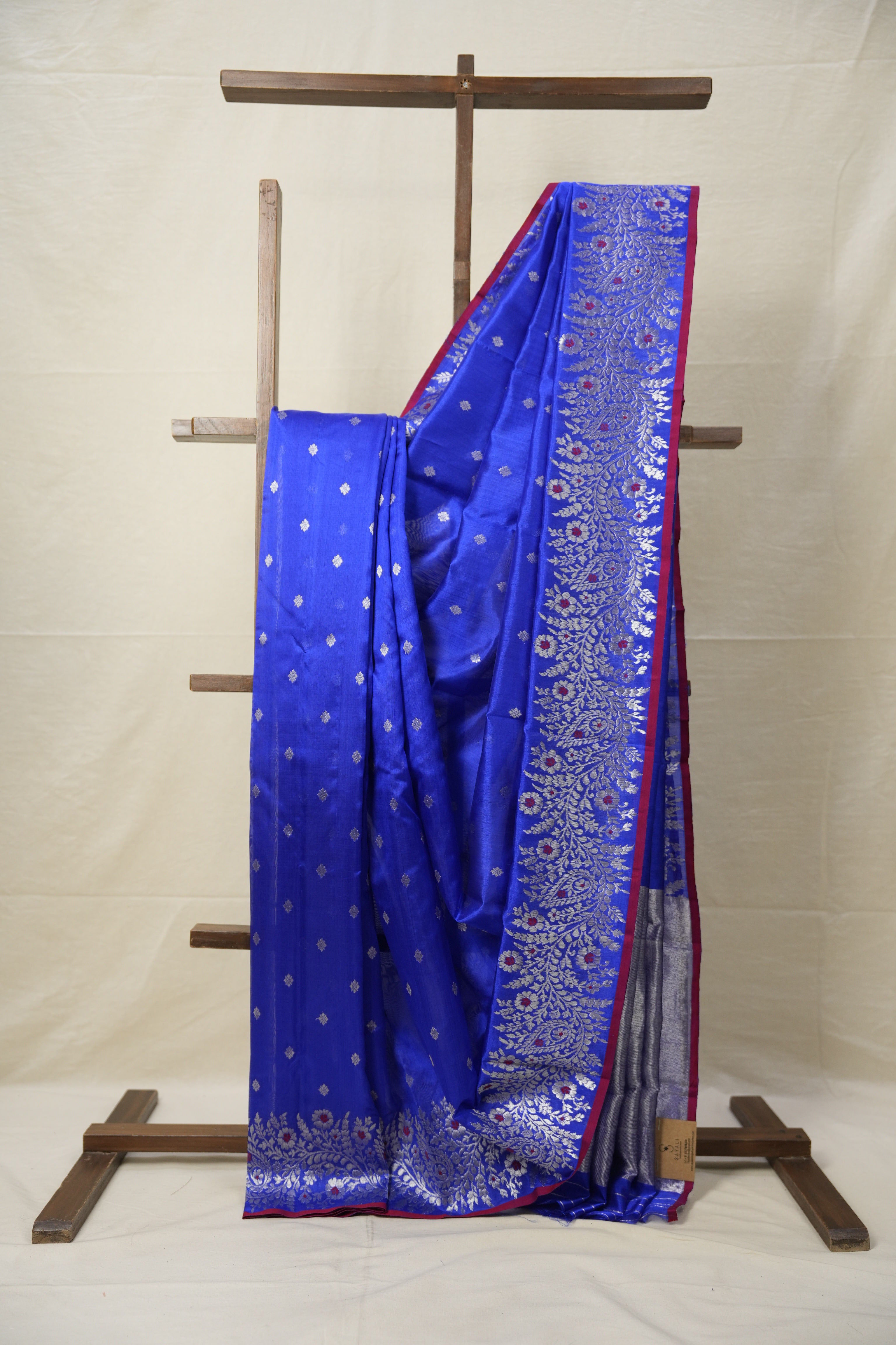 Blue Handborder Chandri Silk Saree -SRNHCSS441