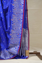 Blue Handborder Chandri Silk Saree -SRNHCSS441