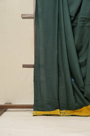 Dark Green Cotton Patchwork Saree-SRDGCPS227