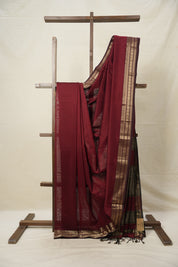 Maroon Maheshwari Saree - SRMMS941