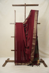 Maroon Maheshwari Saree - SRMMS941