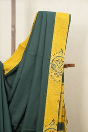 Dark Green Cotton Patchwork Saree-SRDGCPS227
