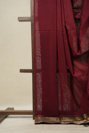 Maroon Maheshwari Saree - SRMMS941