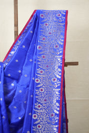 Blue Handborder Chandri Silk Saree -SRNHCSS441
