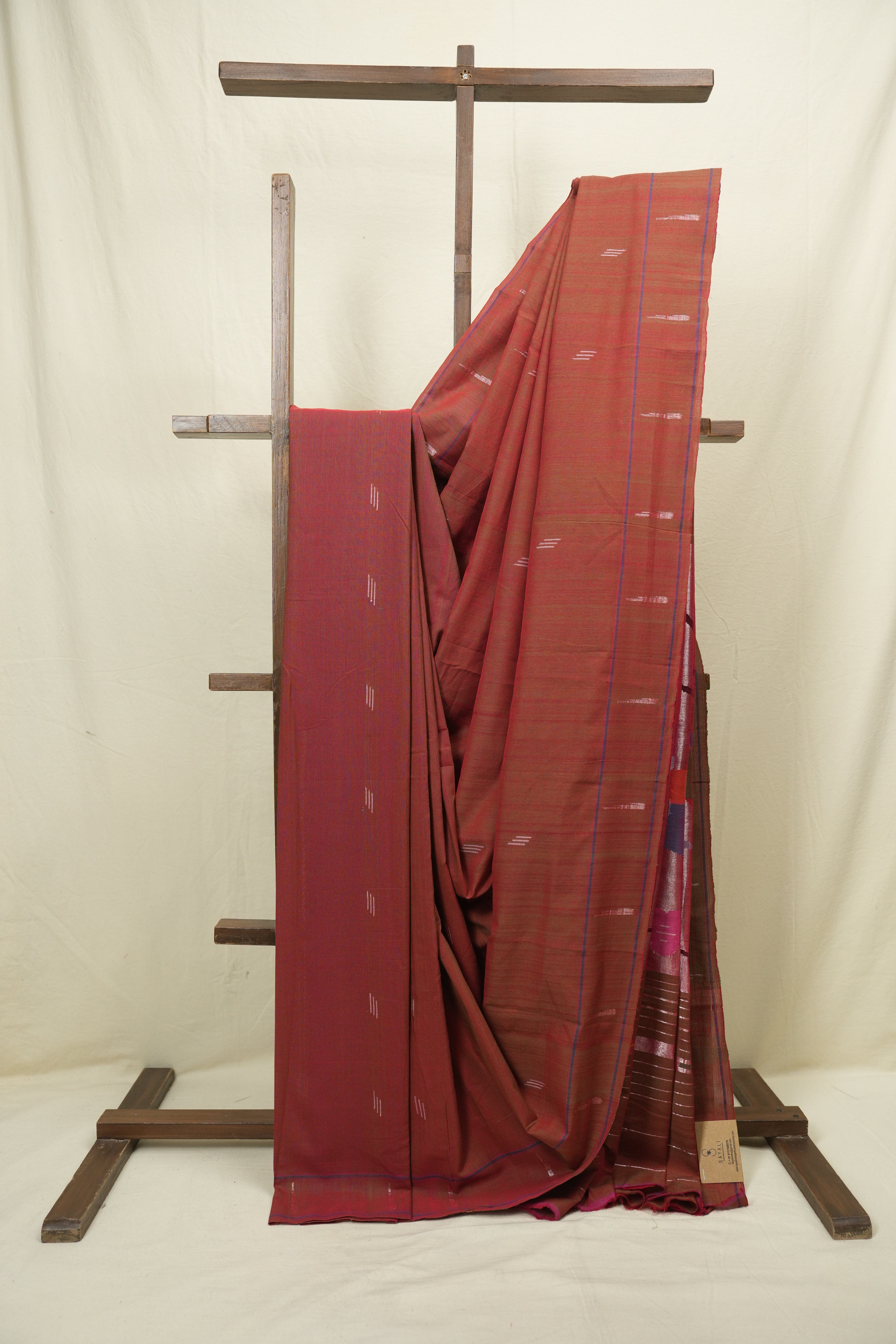 Dual Tone Red Cotton Paithani Saree - SRDTRCPS773