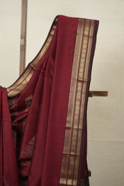 Maroon Maheshwari Saree - SRMMS941