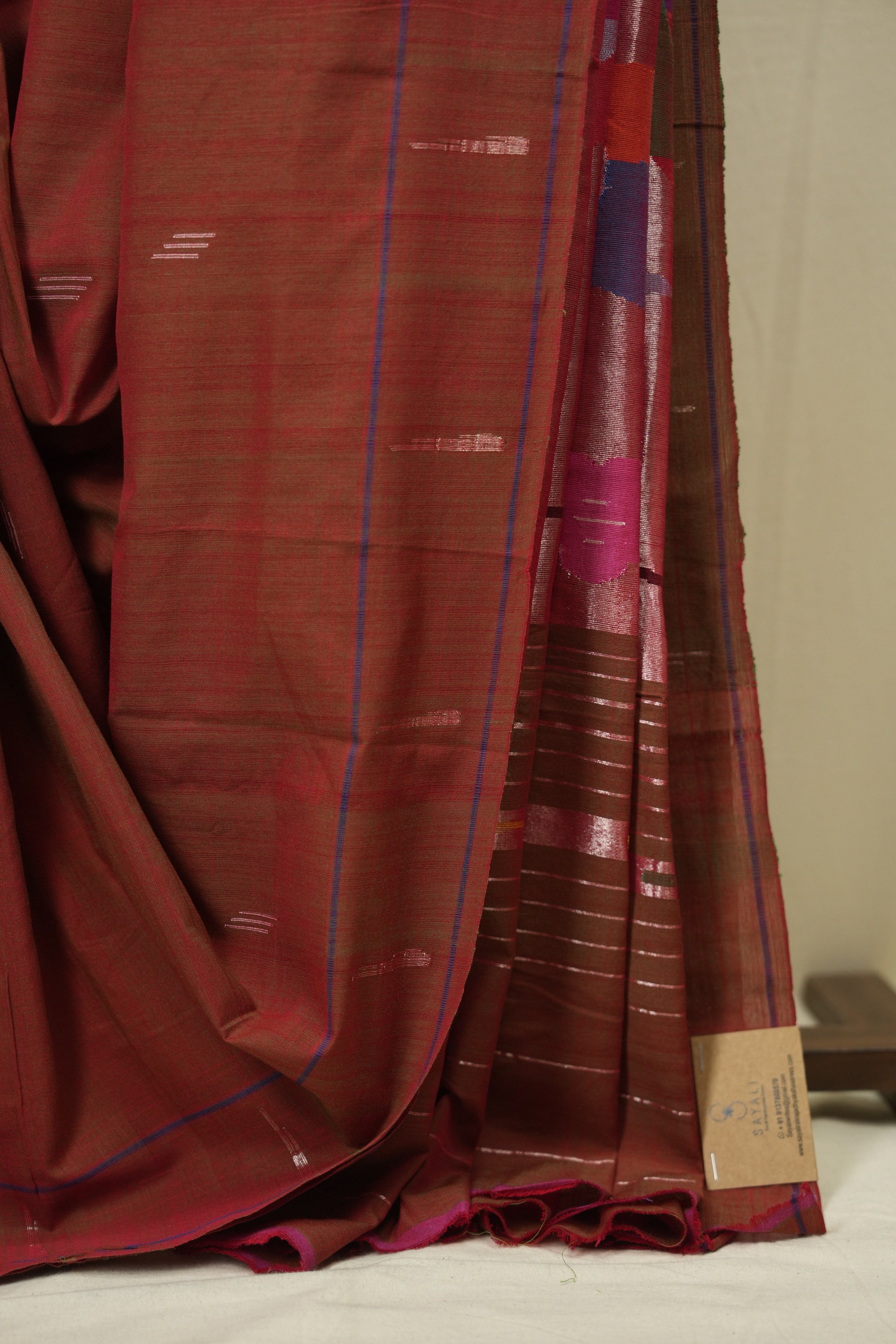 Dual Tone Red Cotton Paithani Saree - SRDTRCPS773