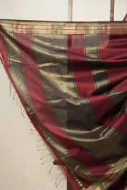 Maroon Maheshwari Saree - SRMMS941