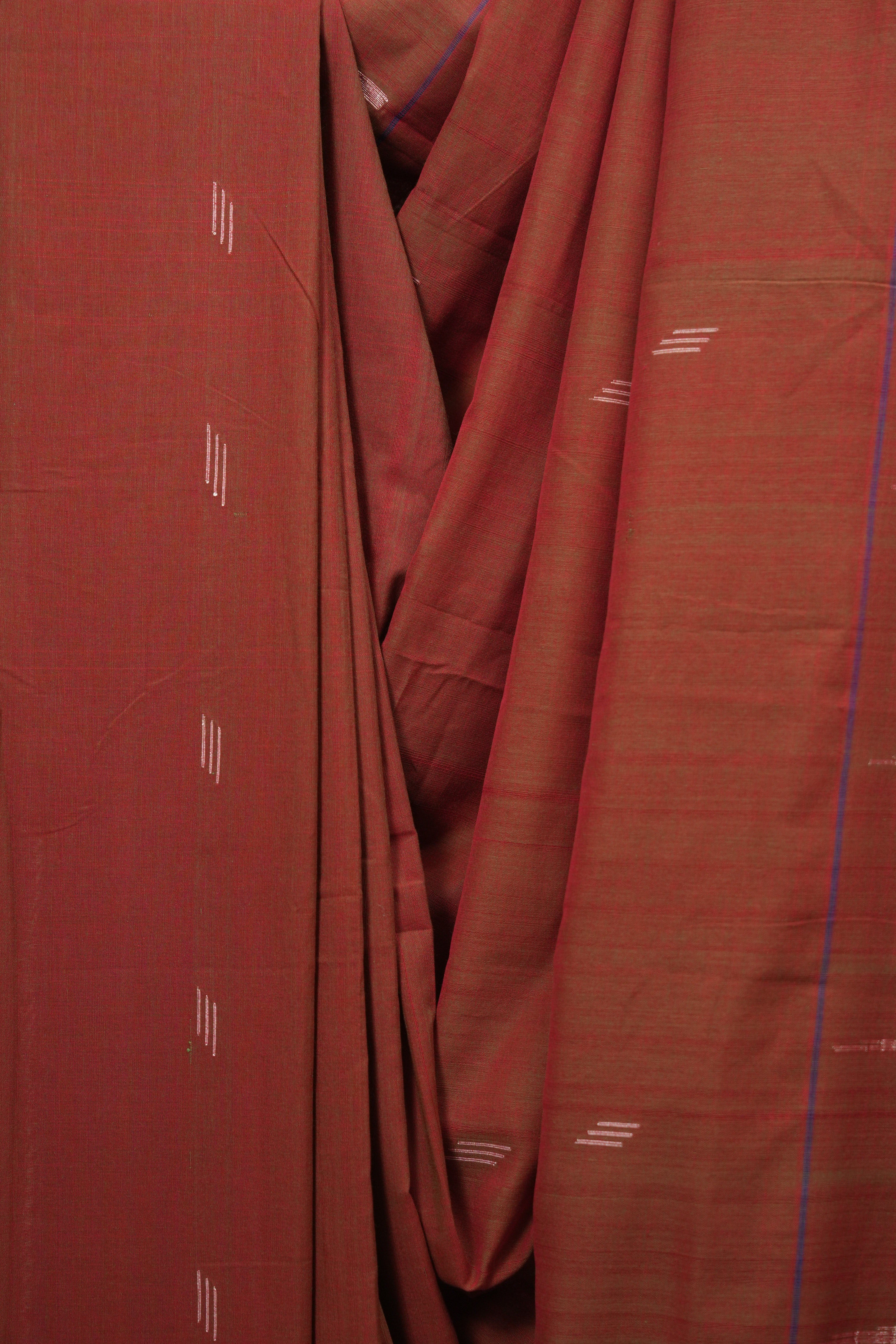 Dual Tone Red Cotton Paithani Saree - SRDTRCPS773