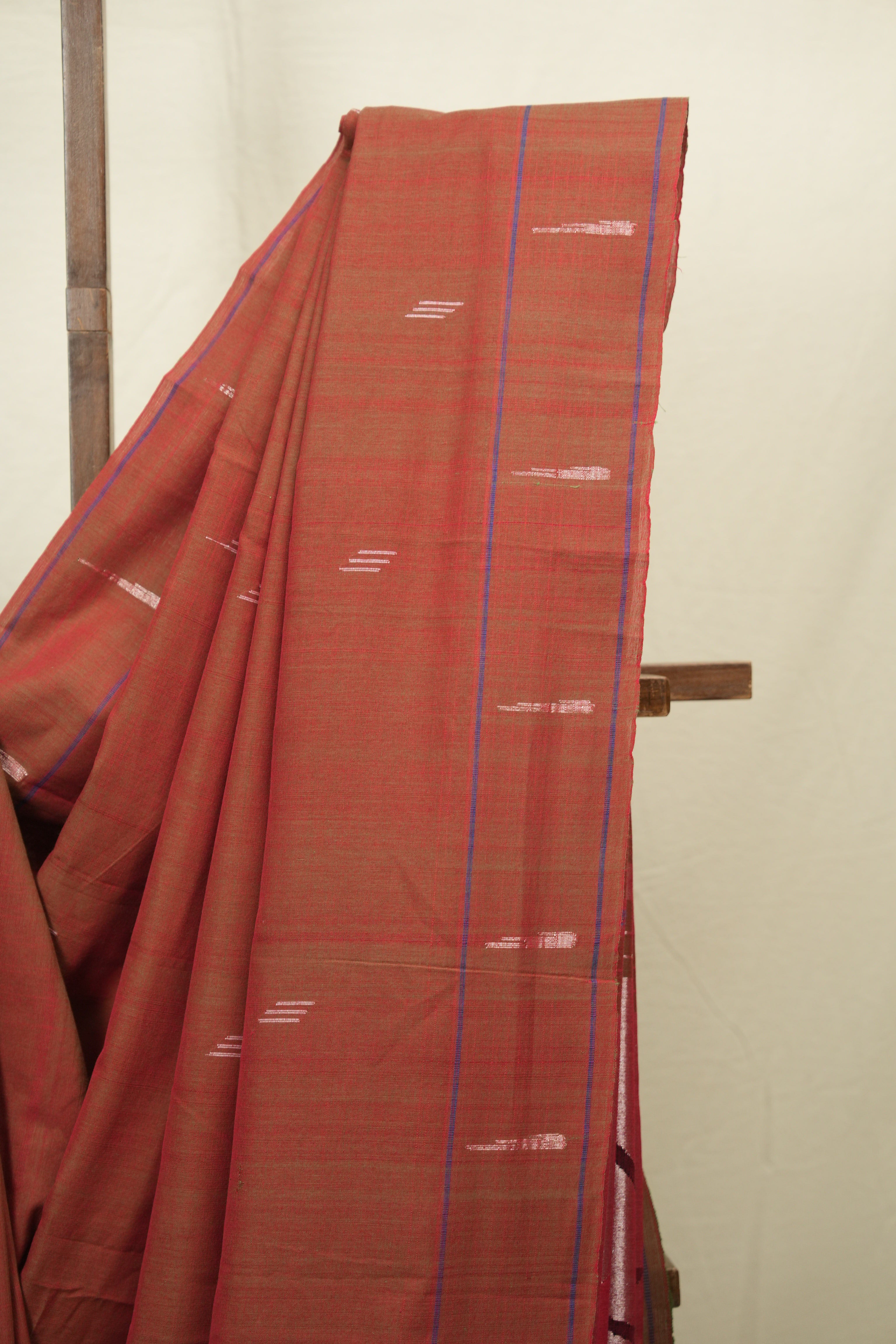 Dual Tone Red Cotton Paithani Saree - SRDTRCPS773