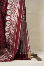 Brown Handborder Chandri Silk Saree - SRBHCSS443