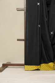 Black Cotton Patchwork Saree-SRBCPS215