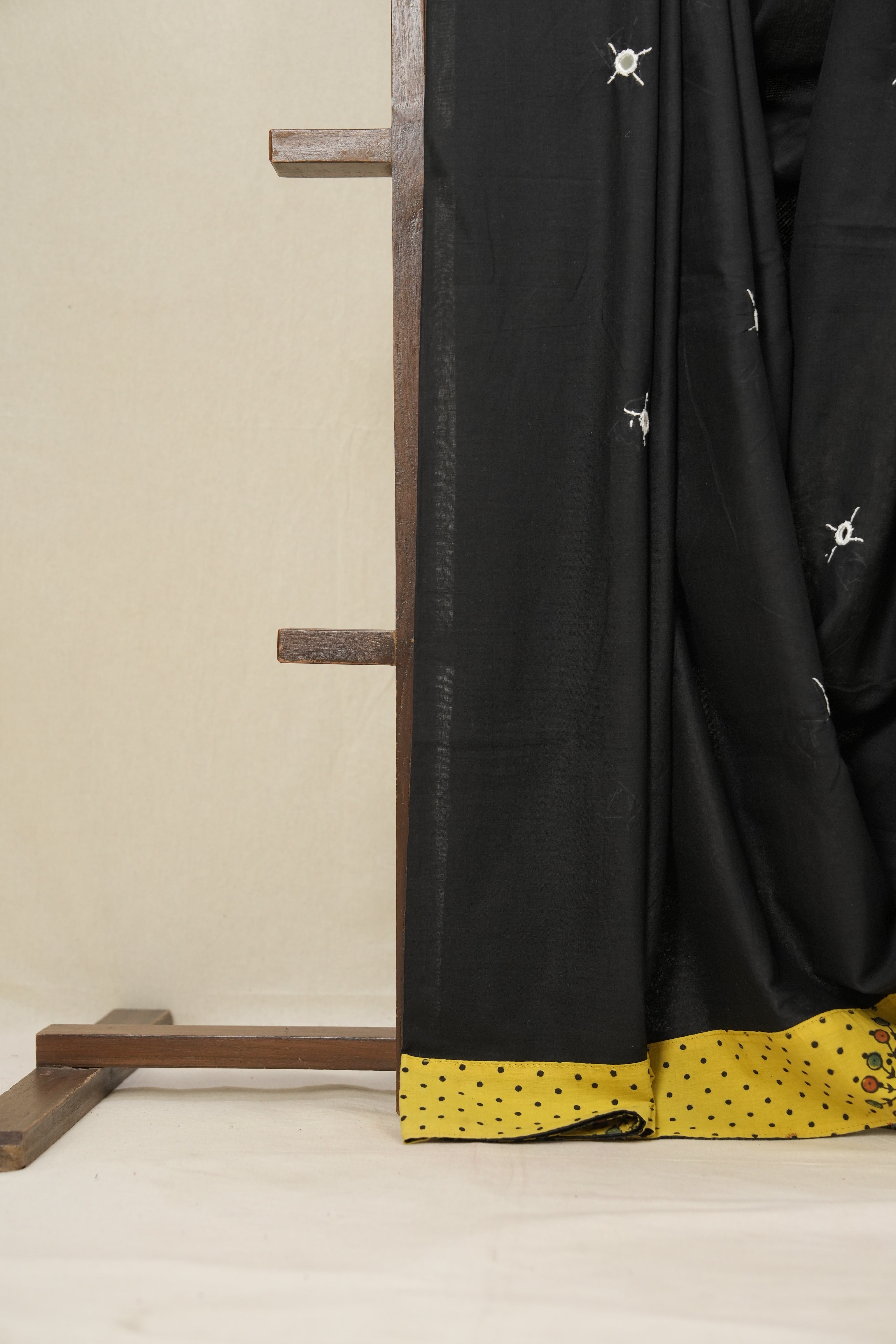 Black Cotton Patchwork Saree-SRBCPS215