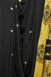 Black Cotton Patchwork Saree-SRBCPS215