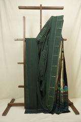 Bottle Green Cotton Paithani Saree - SRBGCPS772