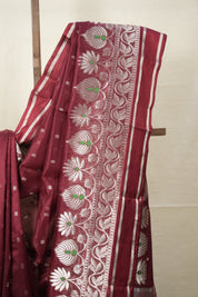 Brown Handborder Chandri Silk Saree - SRBHCSS443