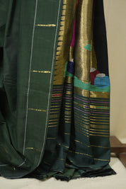 Bottle Green Cotton Paithani Saree - SRBGCPS772