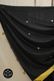 Black Cotton Patchwork Saree-SRBCPS215