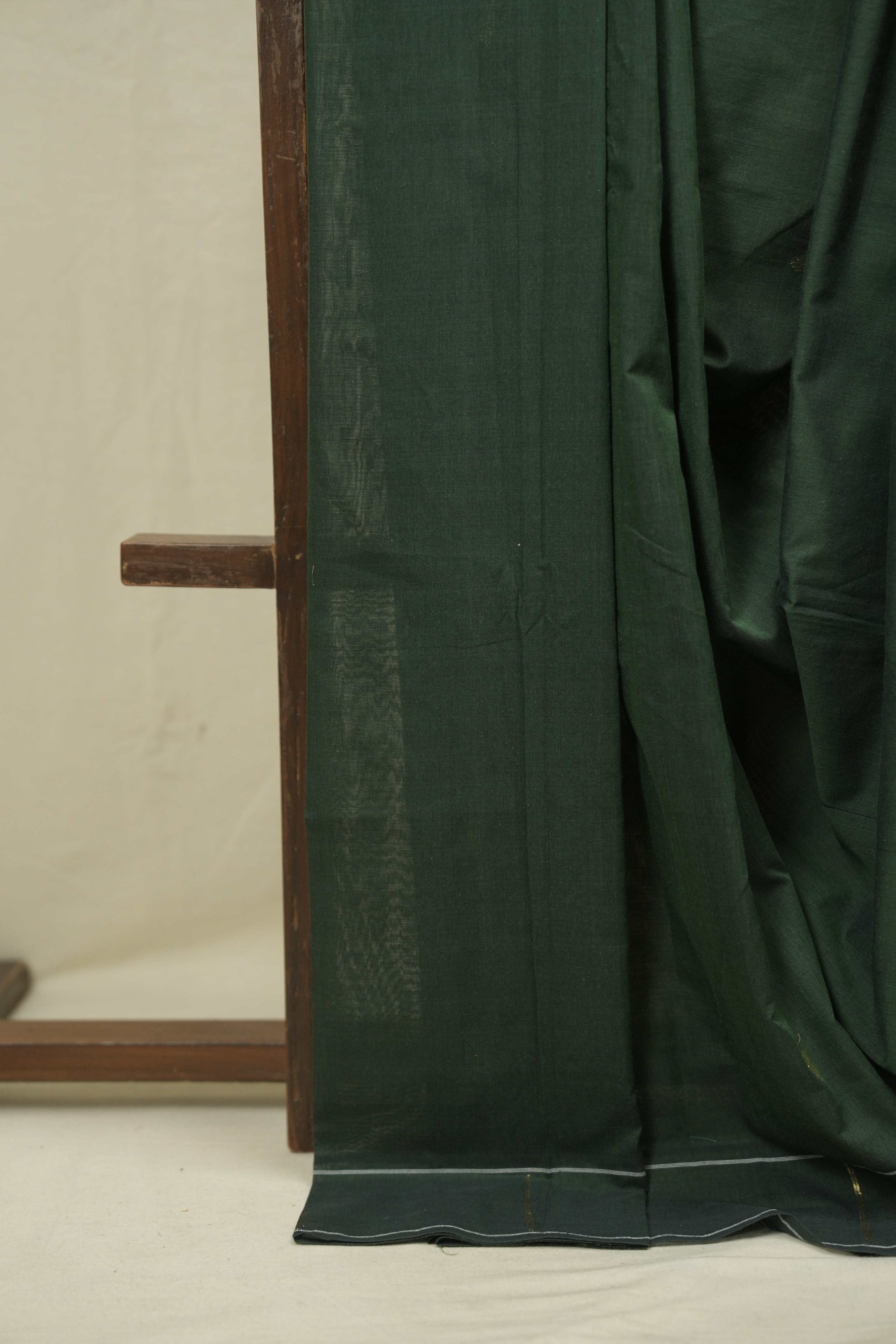 Bottle Green Cotton Paithani Saree - SRBGCPS772