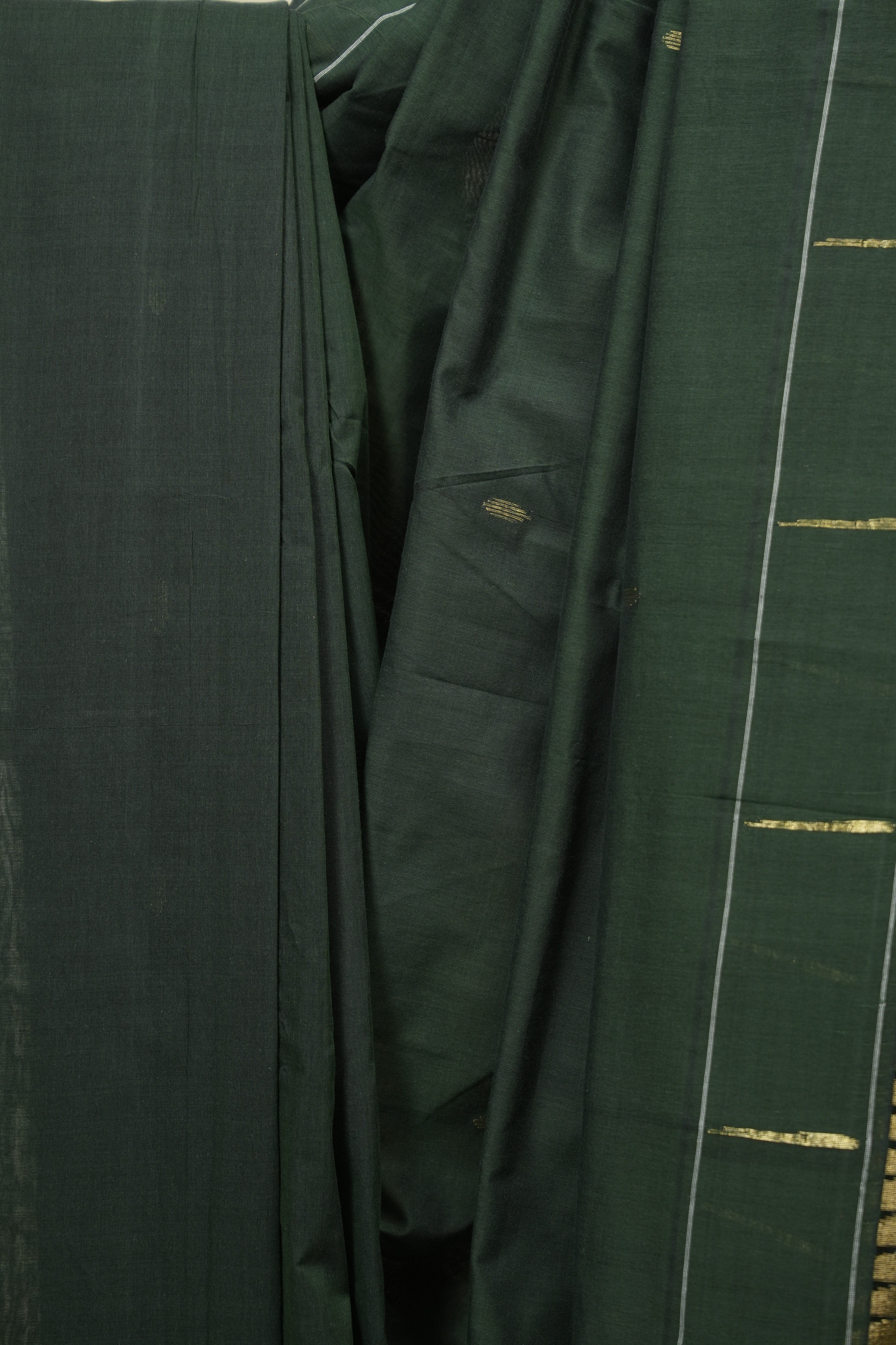 Bottle Green Cotton Paithani Saree - SRBGCPS772