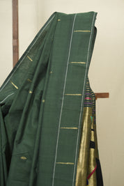 Bottle Green Cotton Paithani Saree - SRBGCPS772