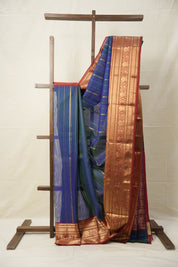 Green Blue Hanborder Pattu Chanderi Silk Saree - SRGBHPCSS473