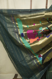 Bottle Green Cotton Paithani Saree - SRBGCPS772