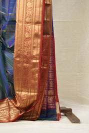 Green Blue Hanborder Pattu Chanderi Silk Saree - SRGBHPCSS473