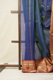 Green Blue Hanborder Pattu Chanderi Silk Saree - SRGBHPCSS473