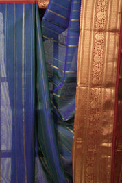 Green Blue Hanborder Pattu Chanderi Silk Saree - SRGBHPCSS473